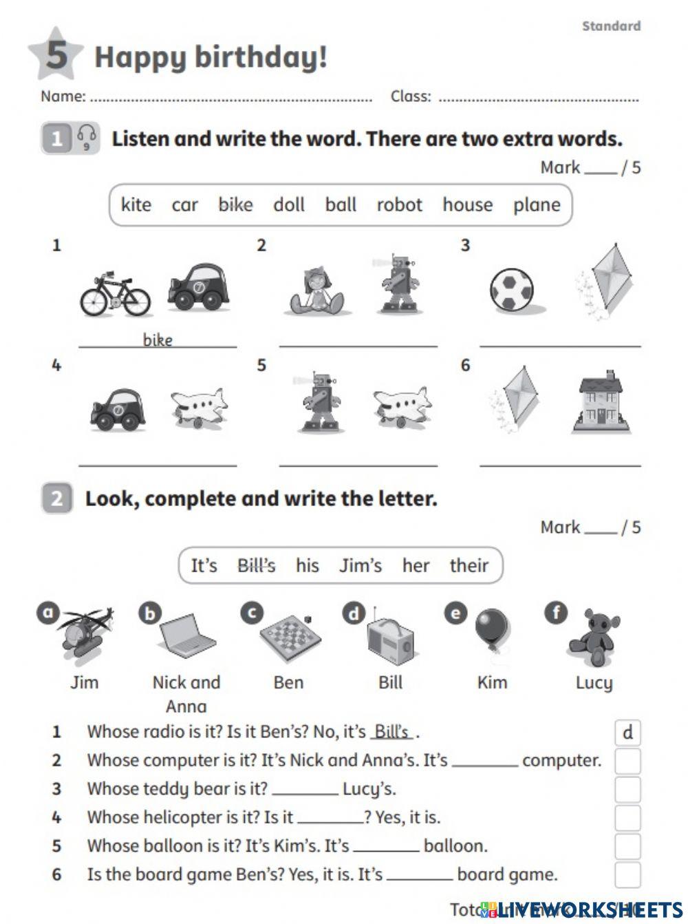 Power Up 1 unit 5 test