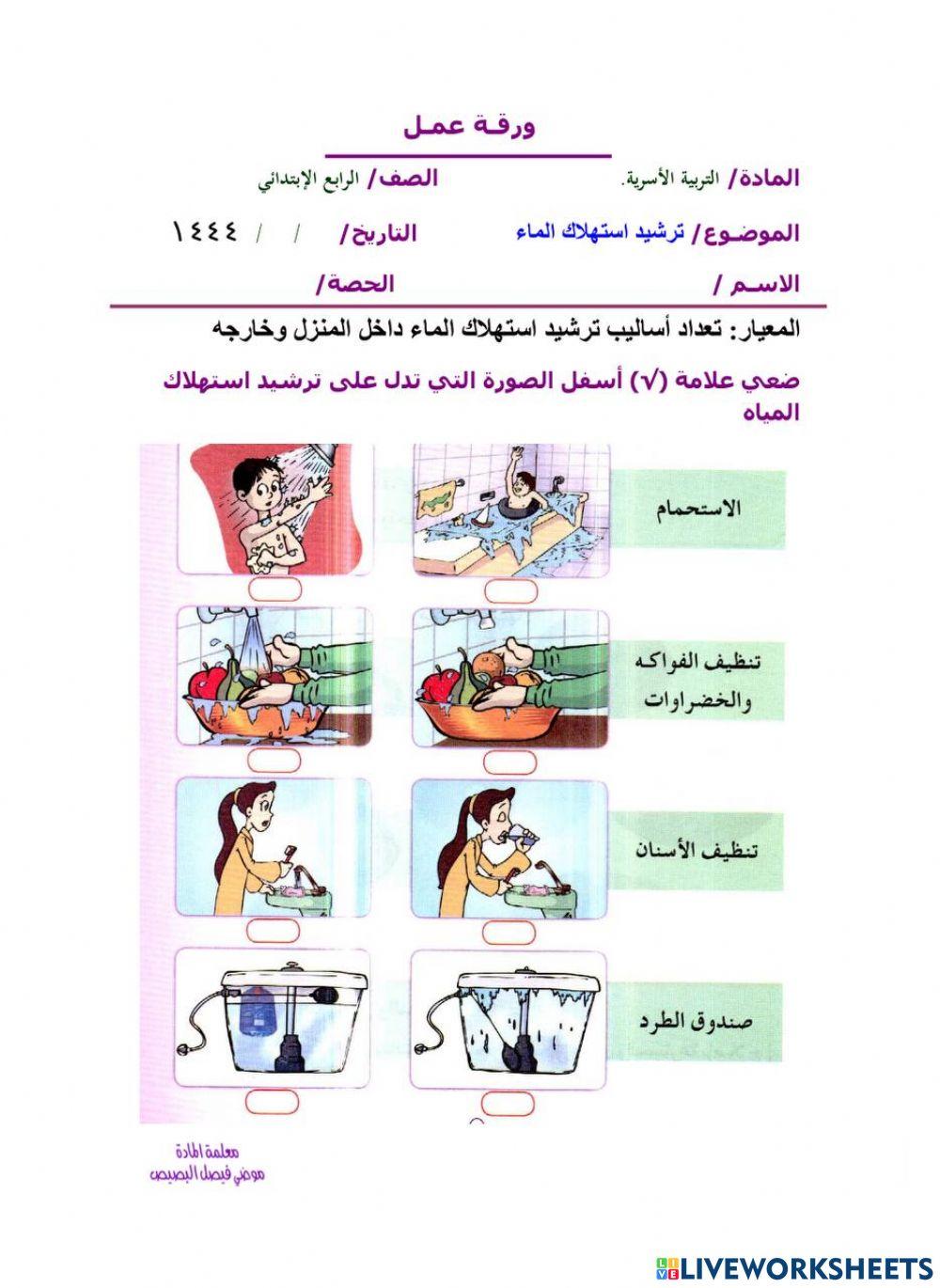 ورقة عمل ترشيد استهلاك الماء