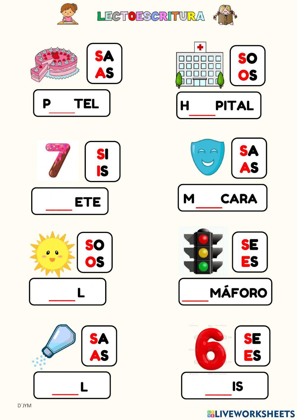 Letra S - Sílaba directa e indirecta