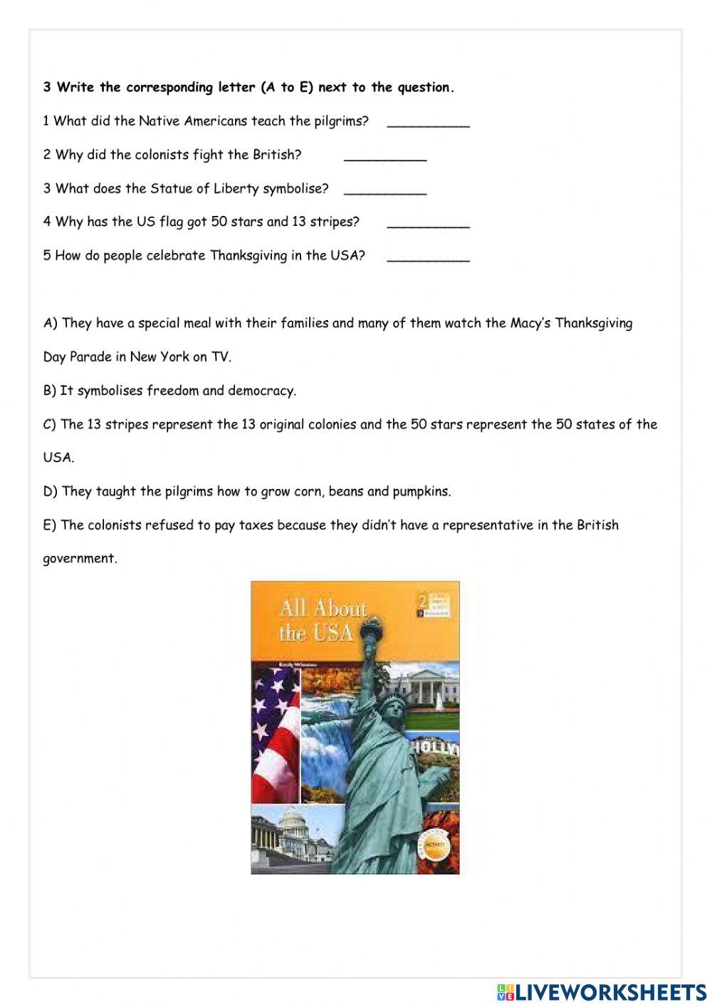 All about the USA LiveWorksheets 2268275