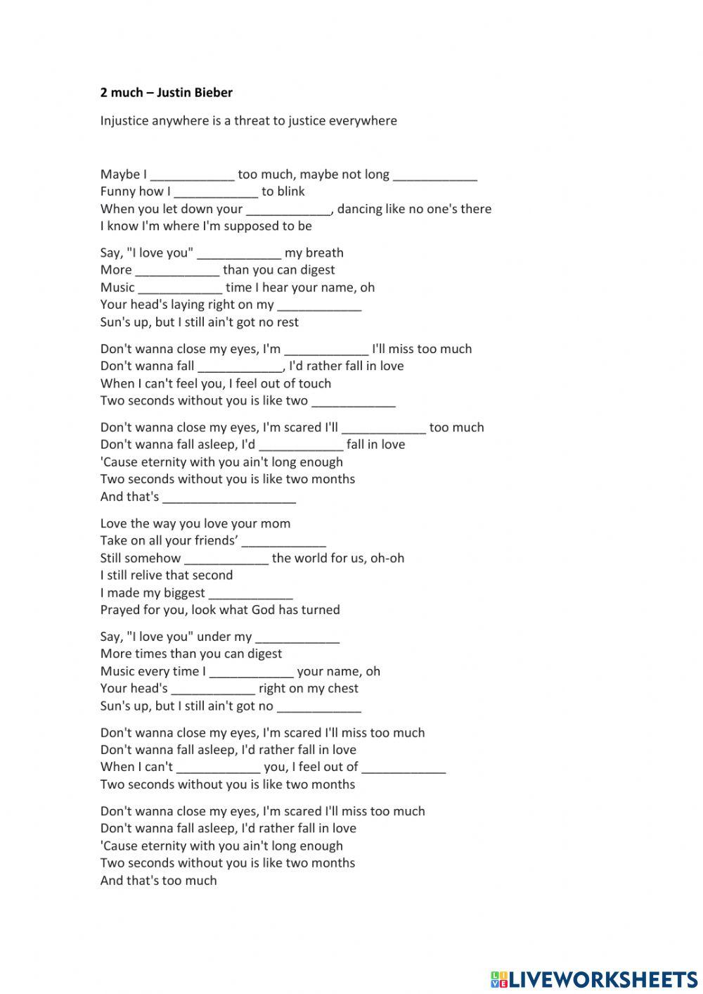 2 much - Justin Bieber