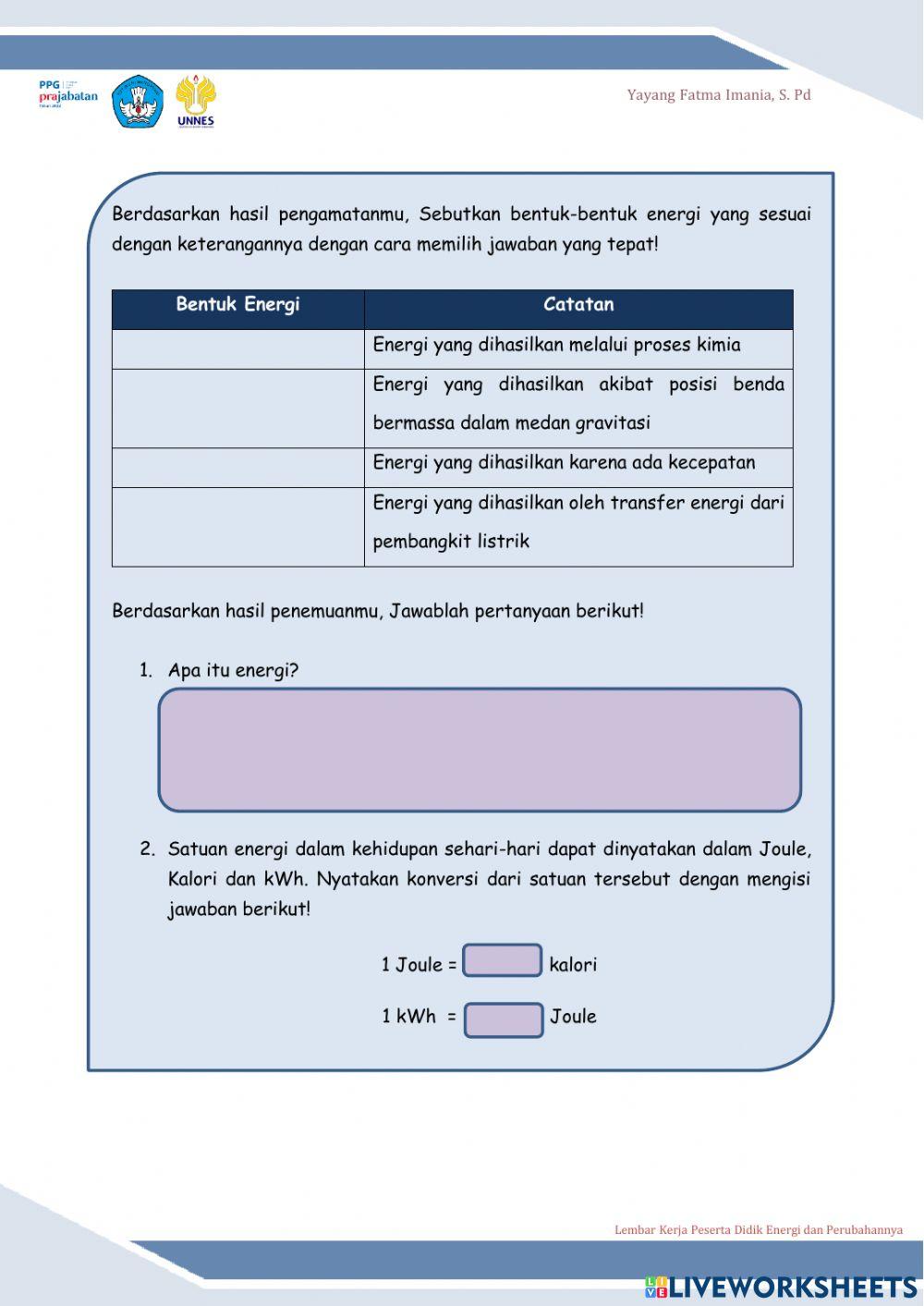 Energi dan Perubahannya IPAS X SMK