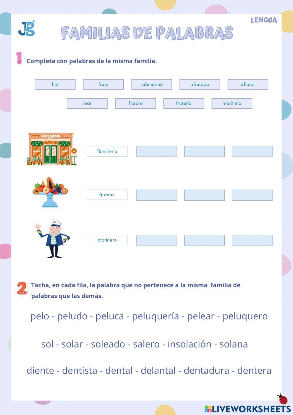 Lengua 2º Gramática Familias de palabras