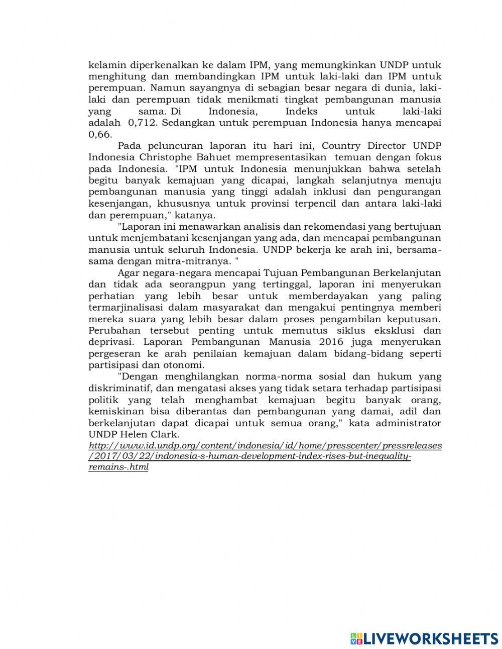 Kualitas penduduk dan indeks pembangunan manusia