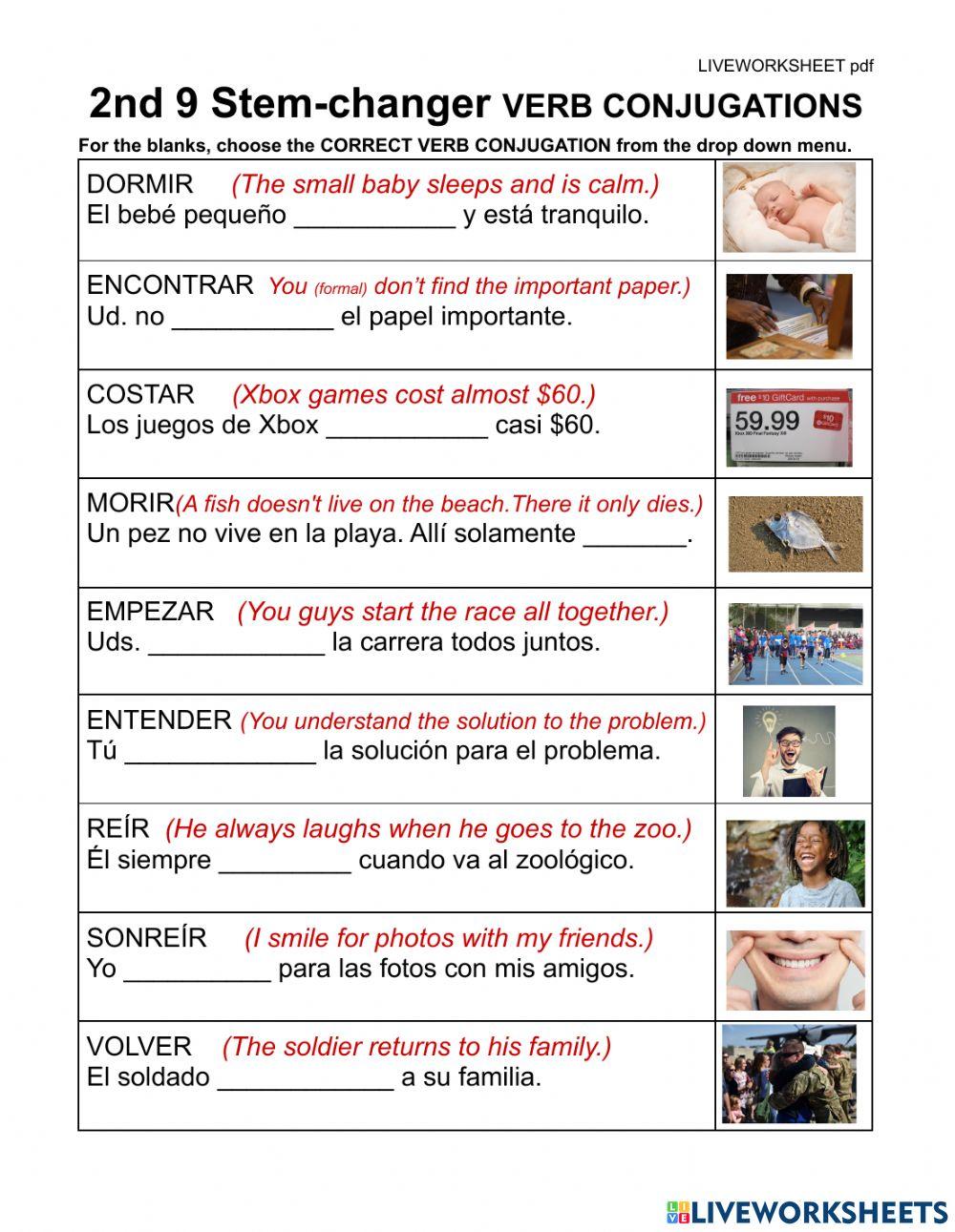 2nd 9 stem-changers in sentences