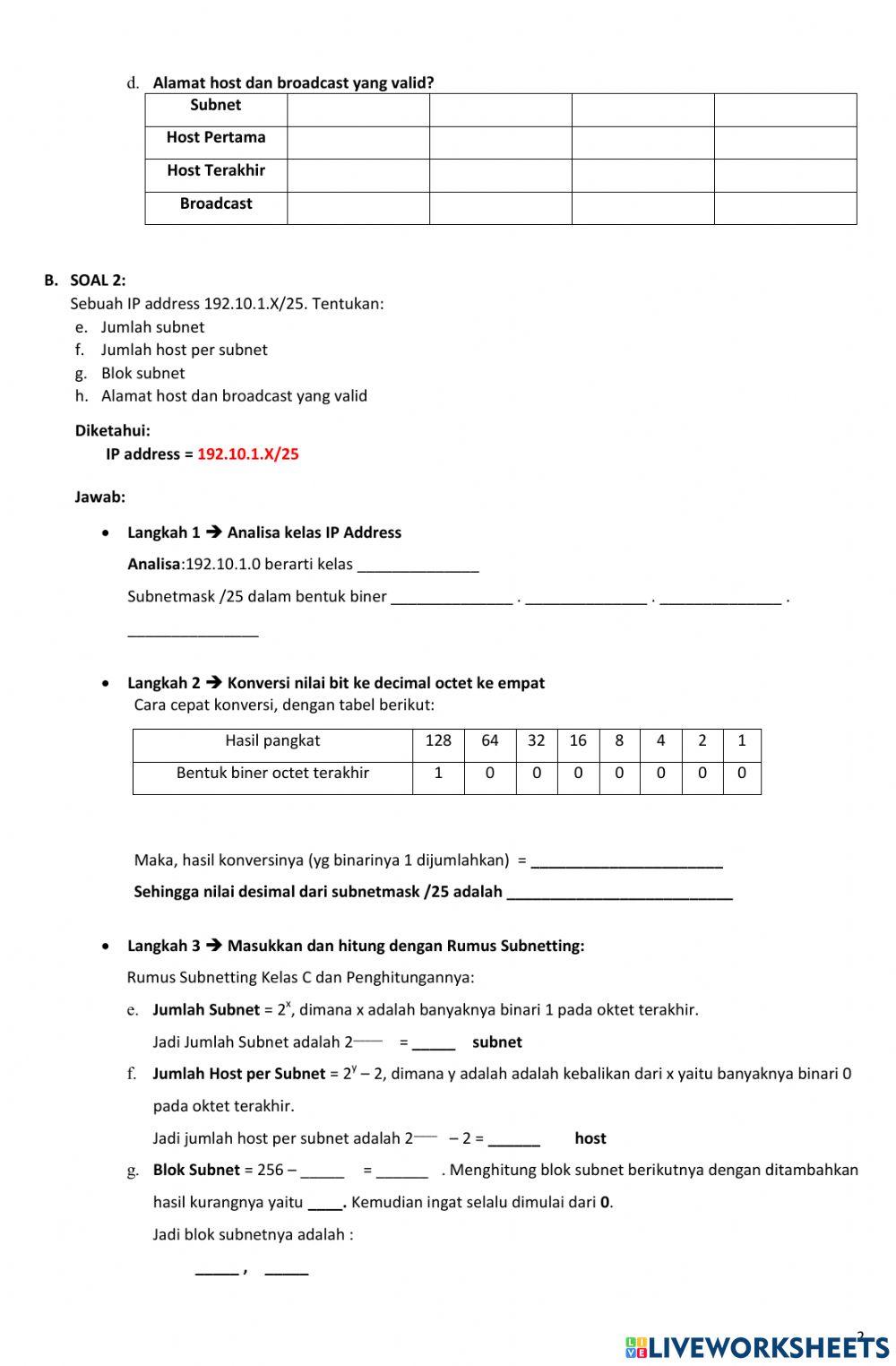 Subneting Kelas c