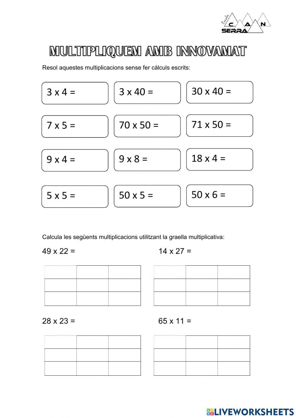 Multiplicacions de dues xifres