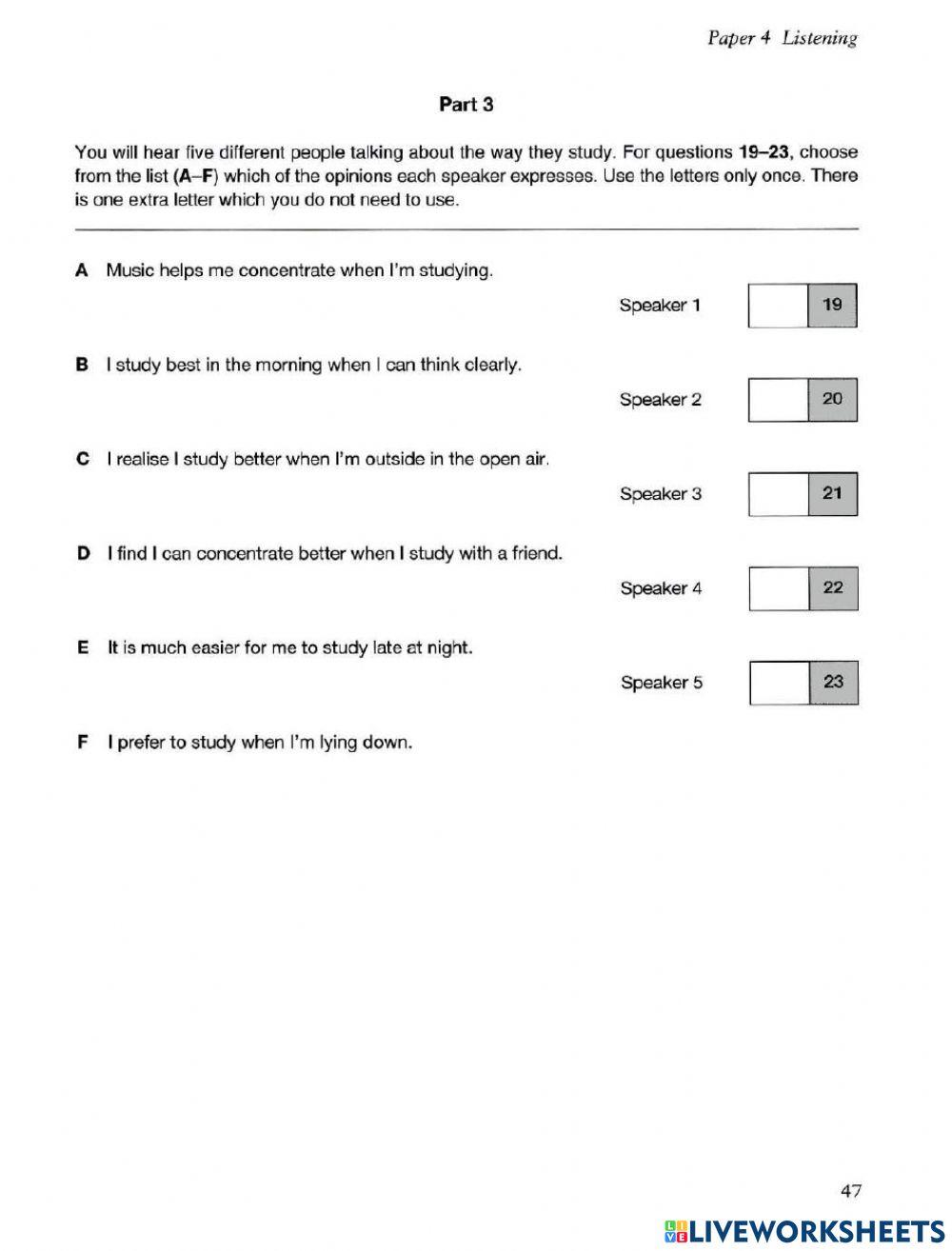FCE PAST PAPERS 1. TEST 2. LISTENING