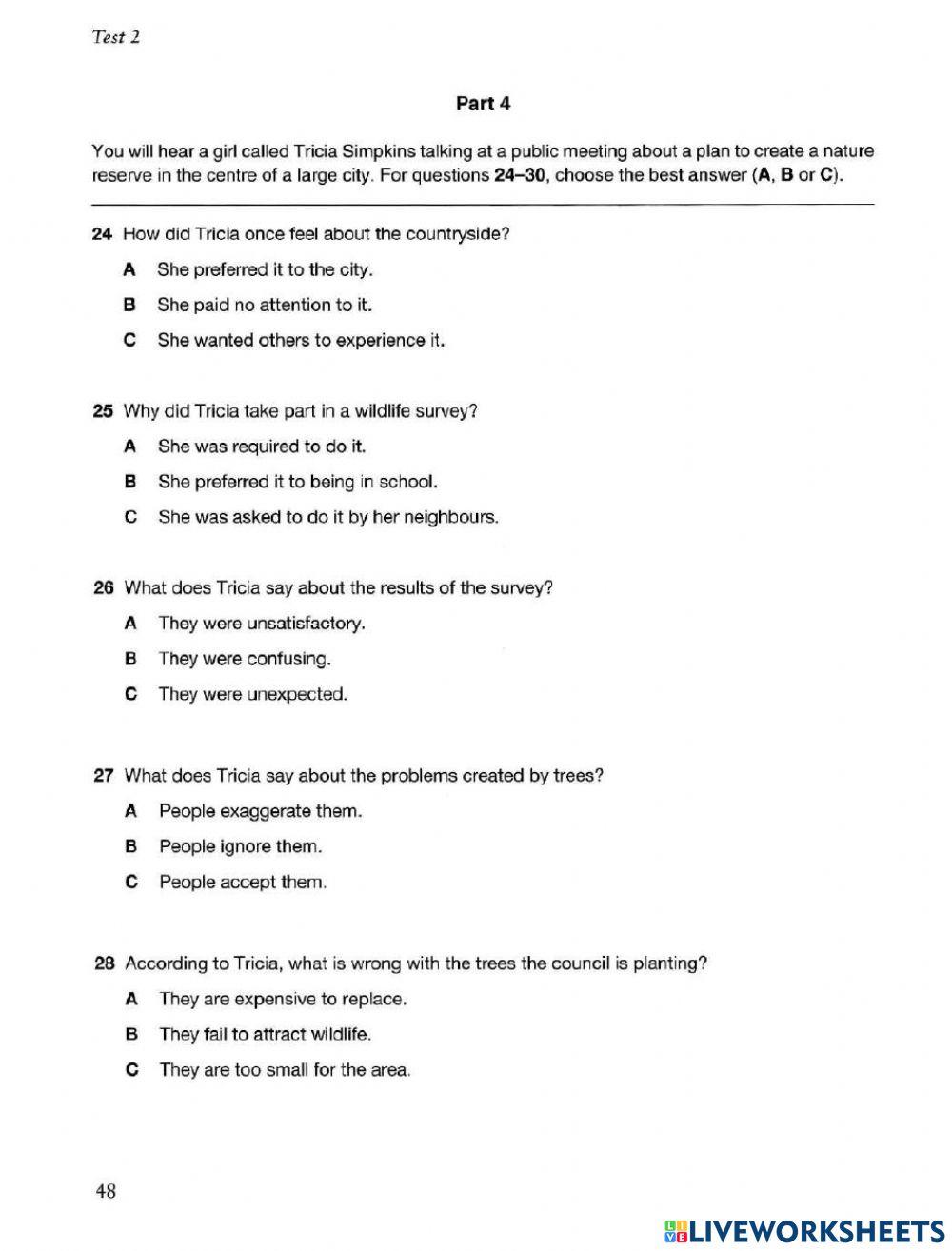 FCE PAST PAPERS 1. TEST 2. LISTENING