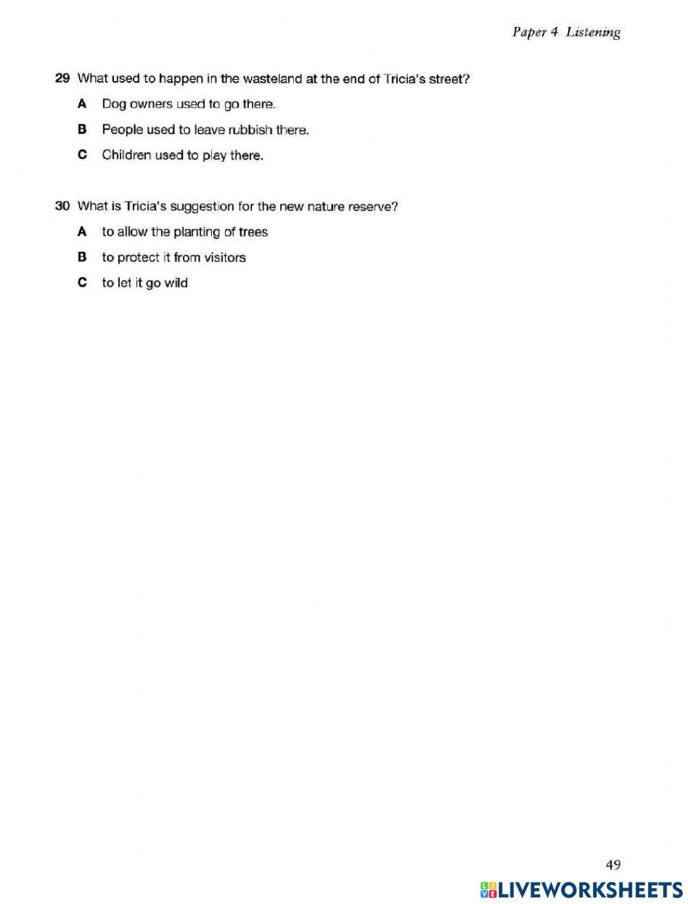 FCE PAST PAPERS 1. TEST 2. LISTENING