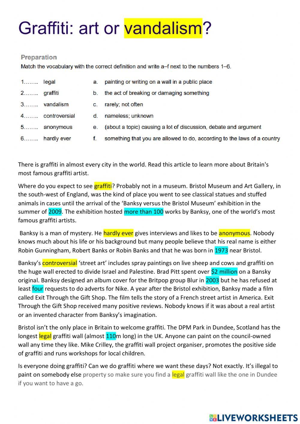 Graffiti: art or vandalism?