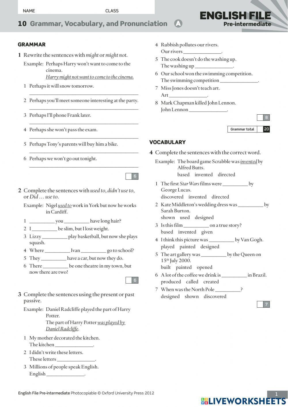 EF Pre-Intermediate Unit 10