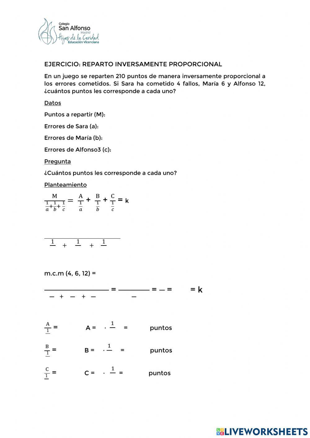 Reparto inversamente proporcional