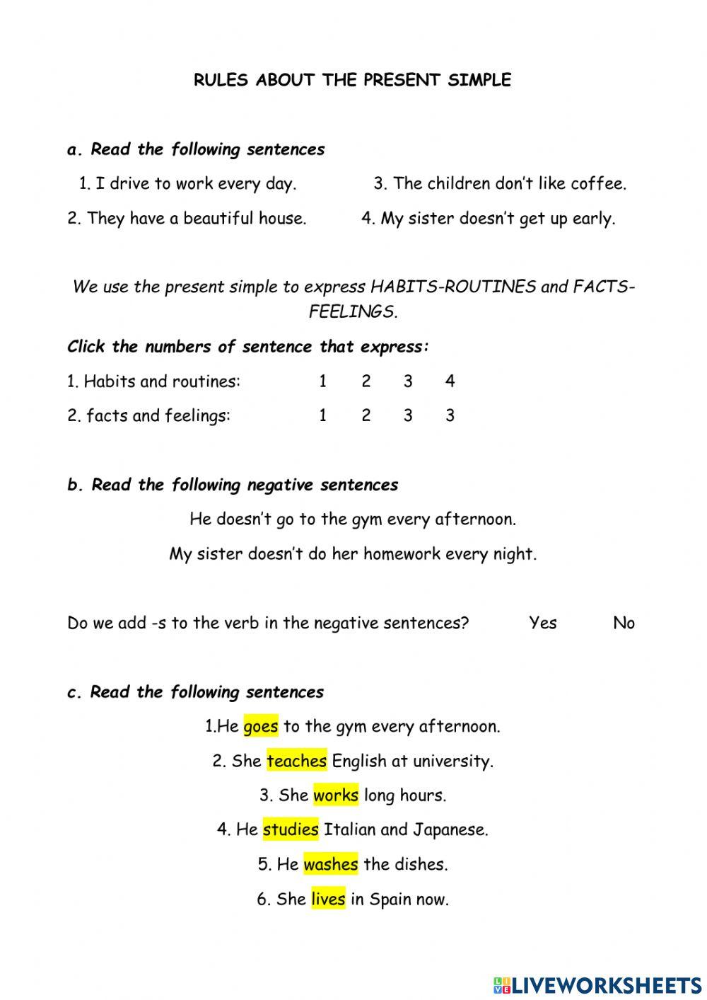 Discovery activity Present simple