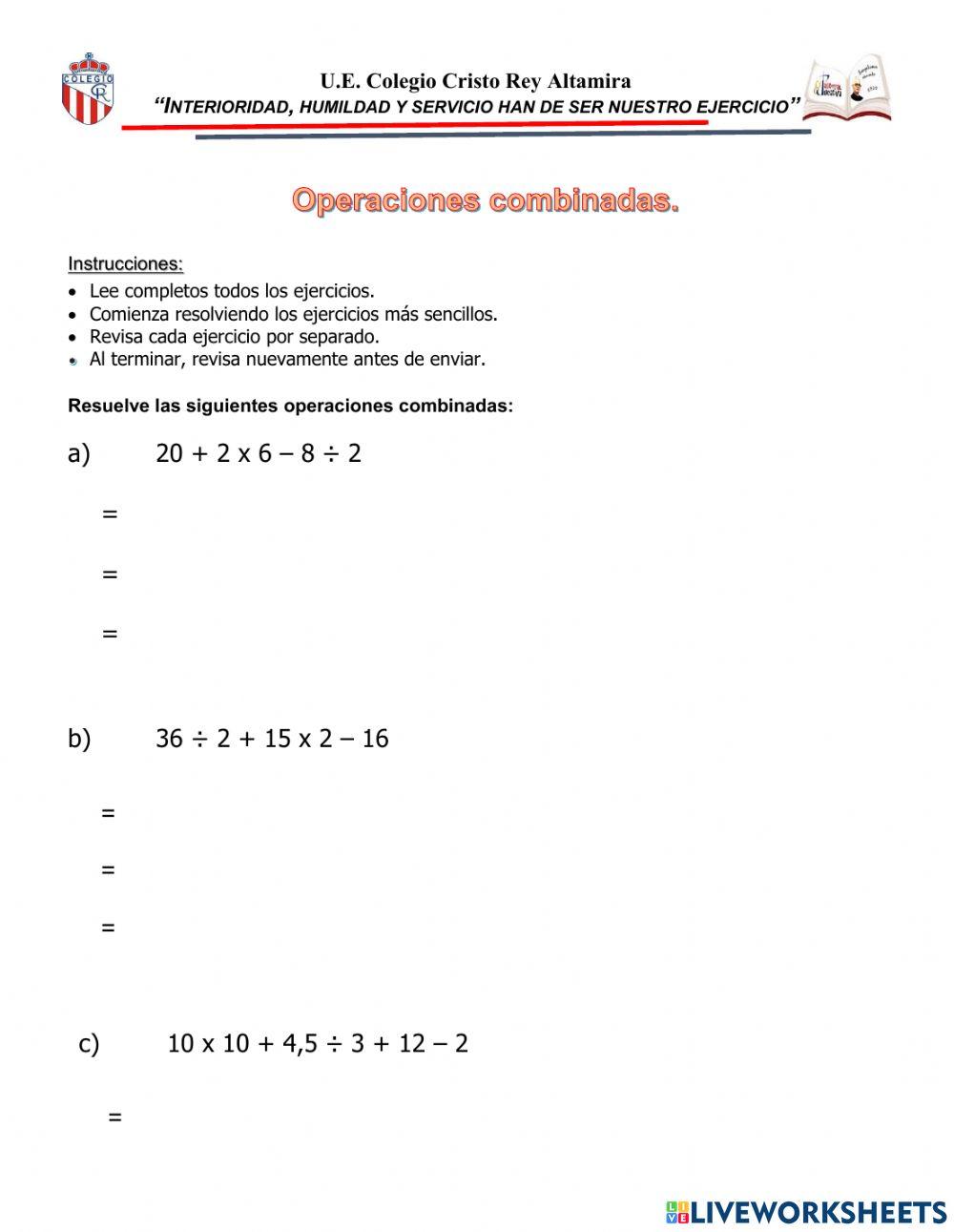 Operaciones combinadas