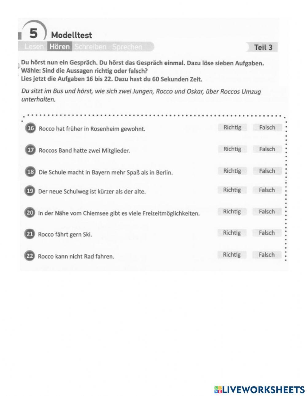 B1 PV Projekt B1 M5T3 Hören