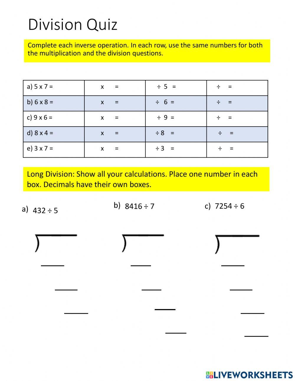 Division quiz 7