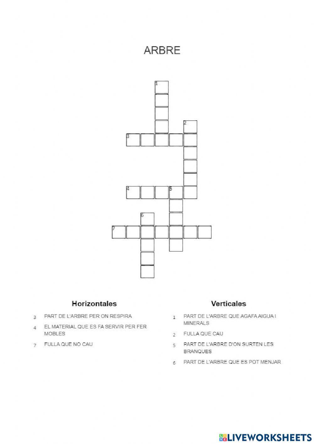 Mots encreuats arbre