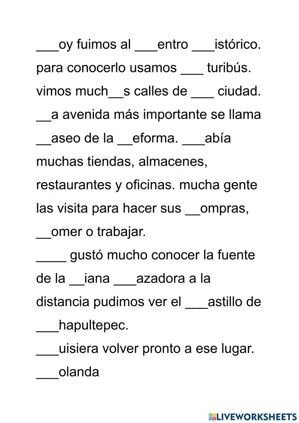 Corrige el texto worksheet Live Worksheets
