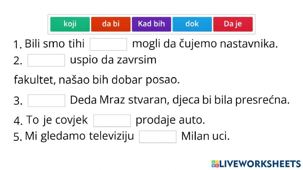 Ubaci riječ koja nedostaje
