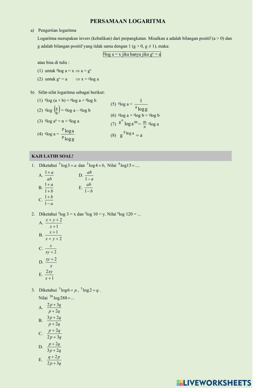 Siap US 22.23-Persamaan Logaritma