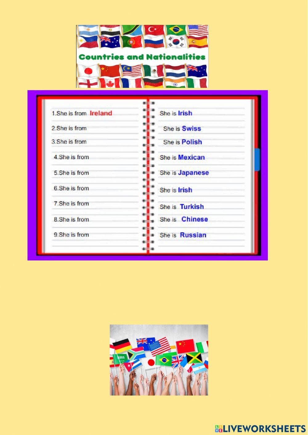 Continents – Countries  - Nationalities