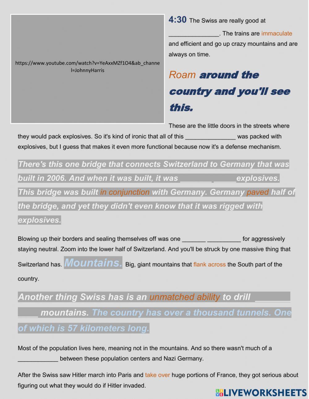 How Switzerland Stayed Neutral worksheet Live Worksheets