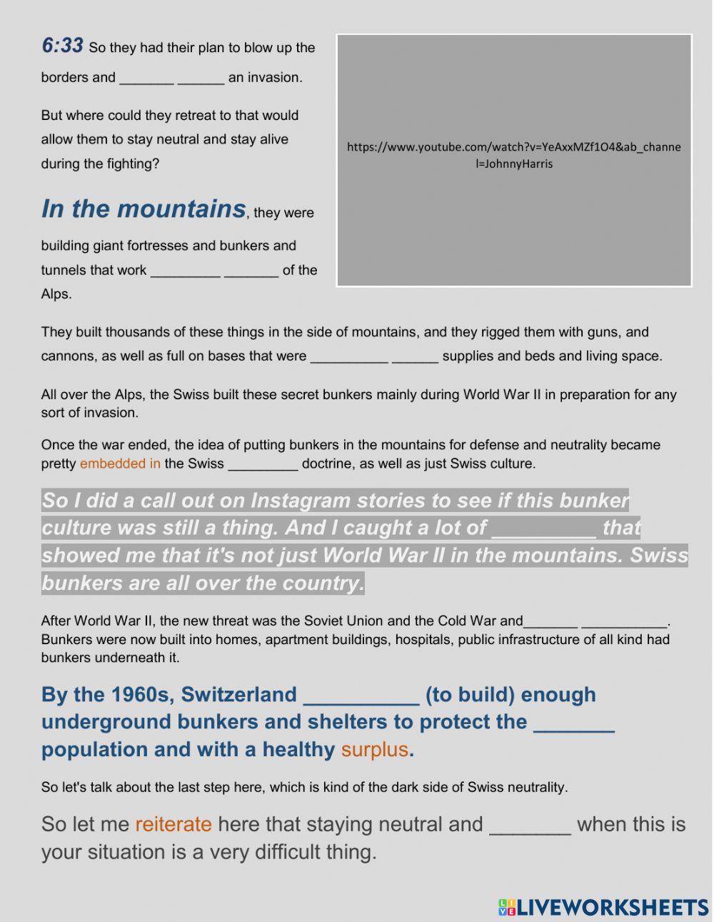 How Switzerland Stayed Neutral worksheet Live Worksheets