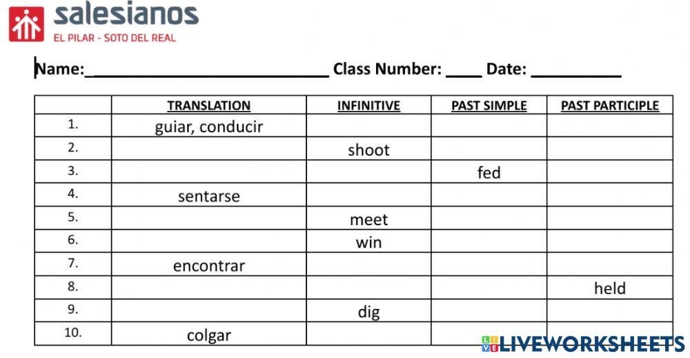 Irregular Verbs Group 5