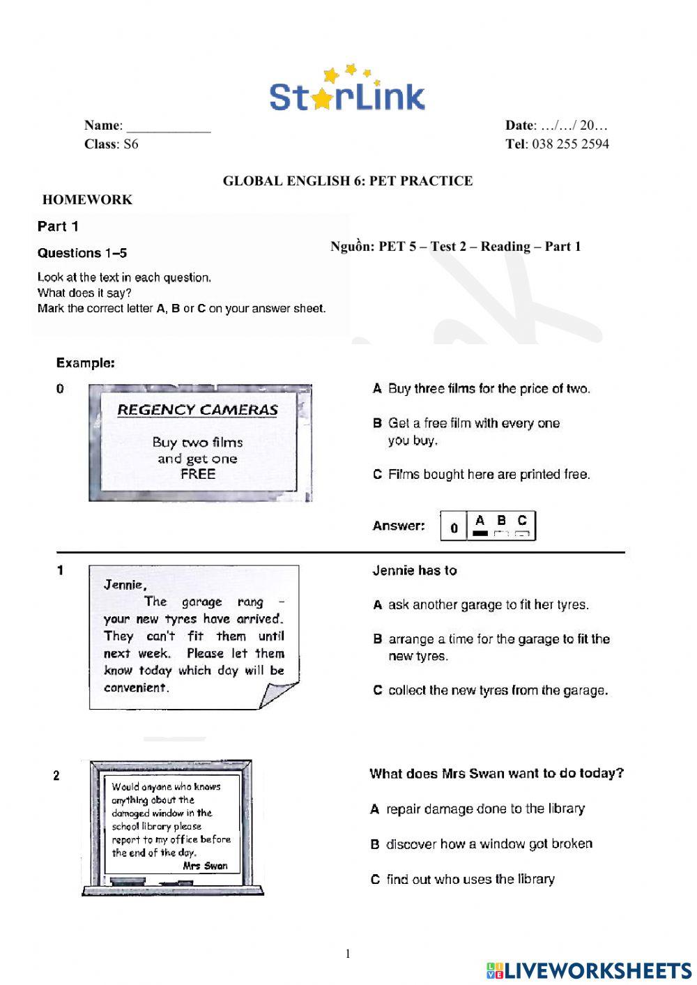 Foreign Teacher-S6-TET HOLIDAY-PET PRACTICE