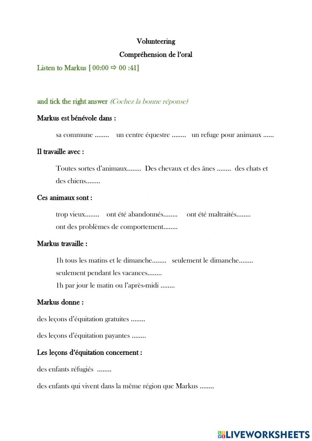 Volunteering - listening test