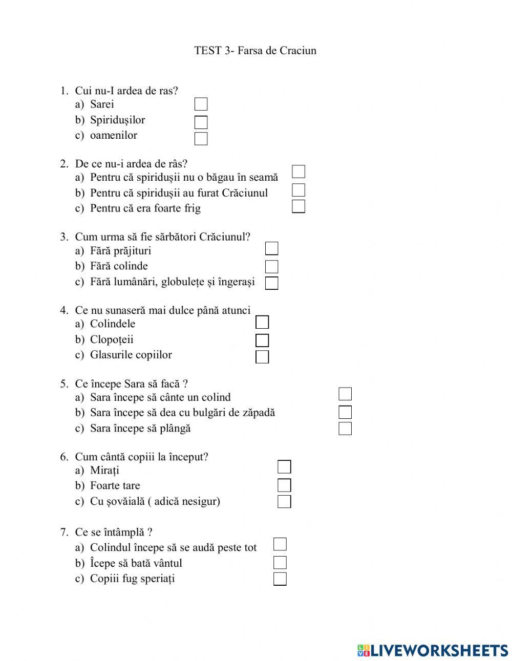 Farsa de Craciun- Test 3