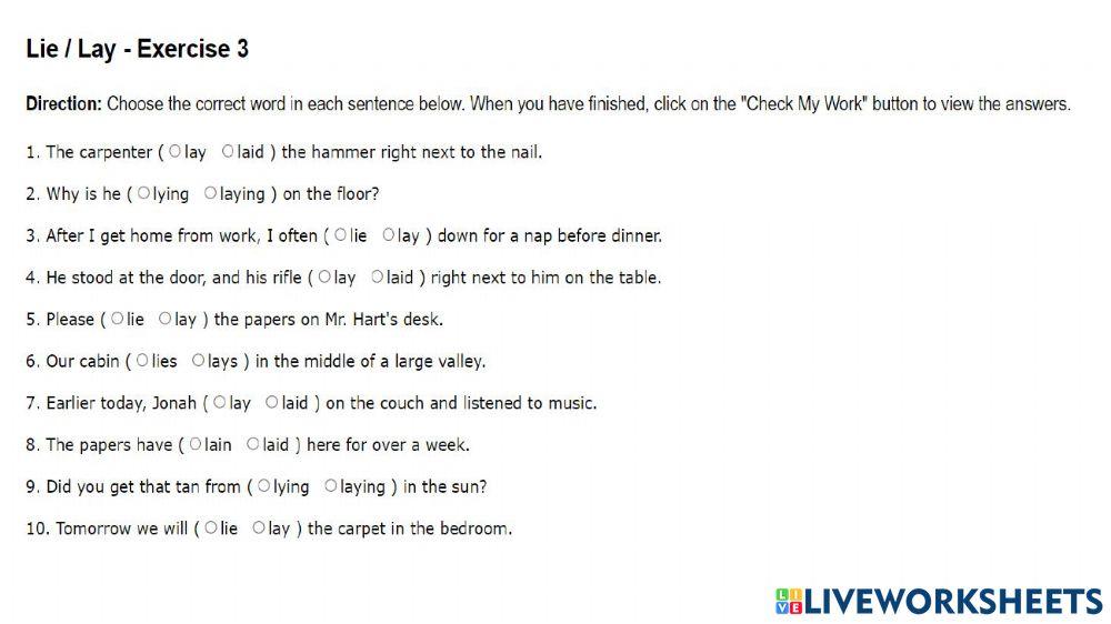 Lie-lay (confusing words)