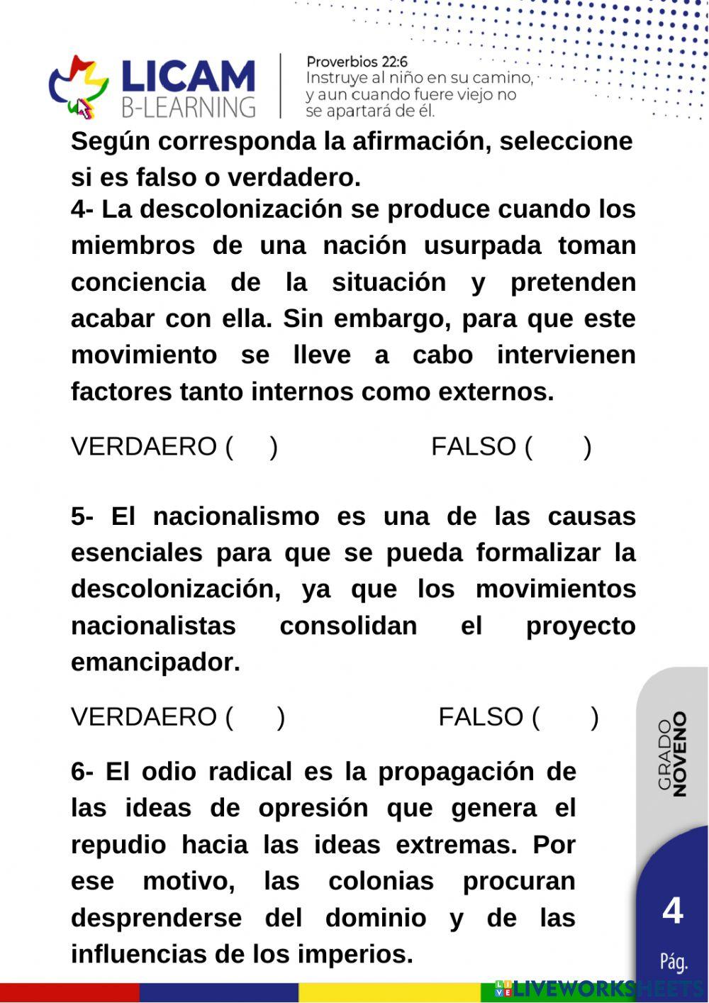 Procesos históricos y recientes de descolonización.