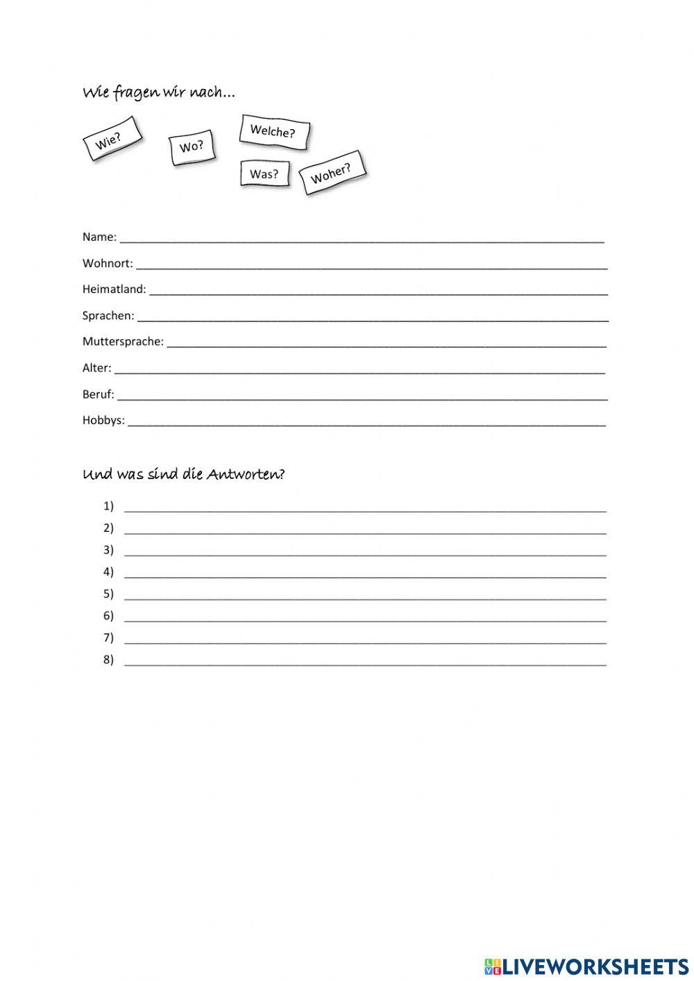 Personen und Hobbys - Sich kennenlernen