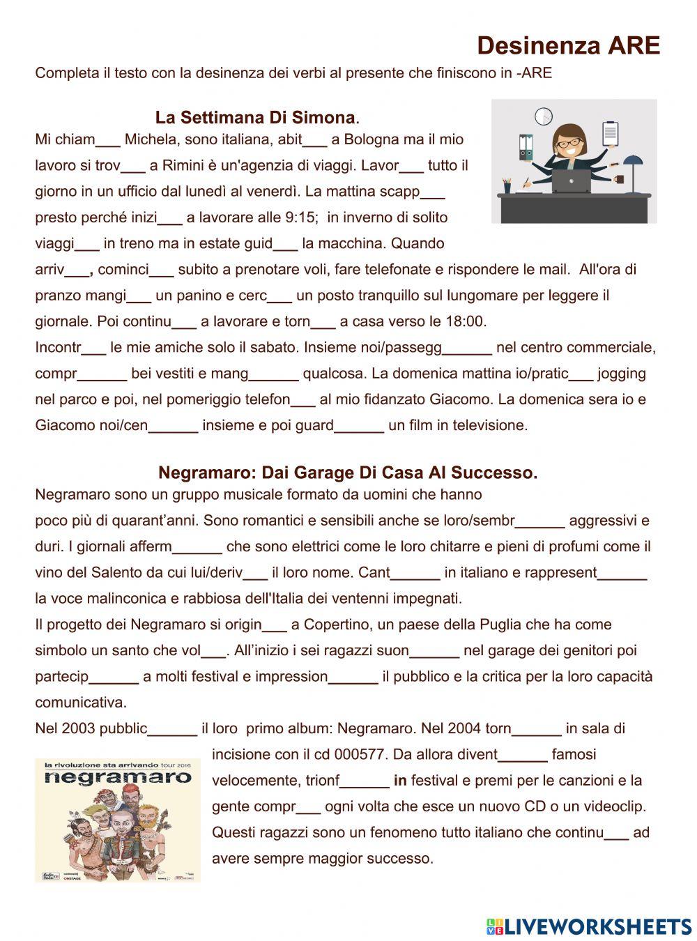 Pg1 desinenza -are