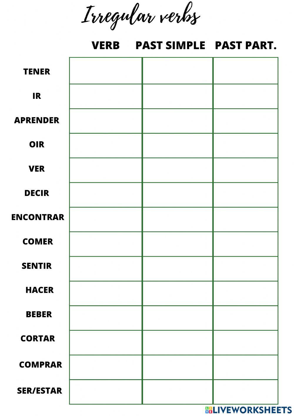Irregular verbs
