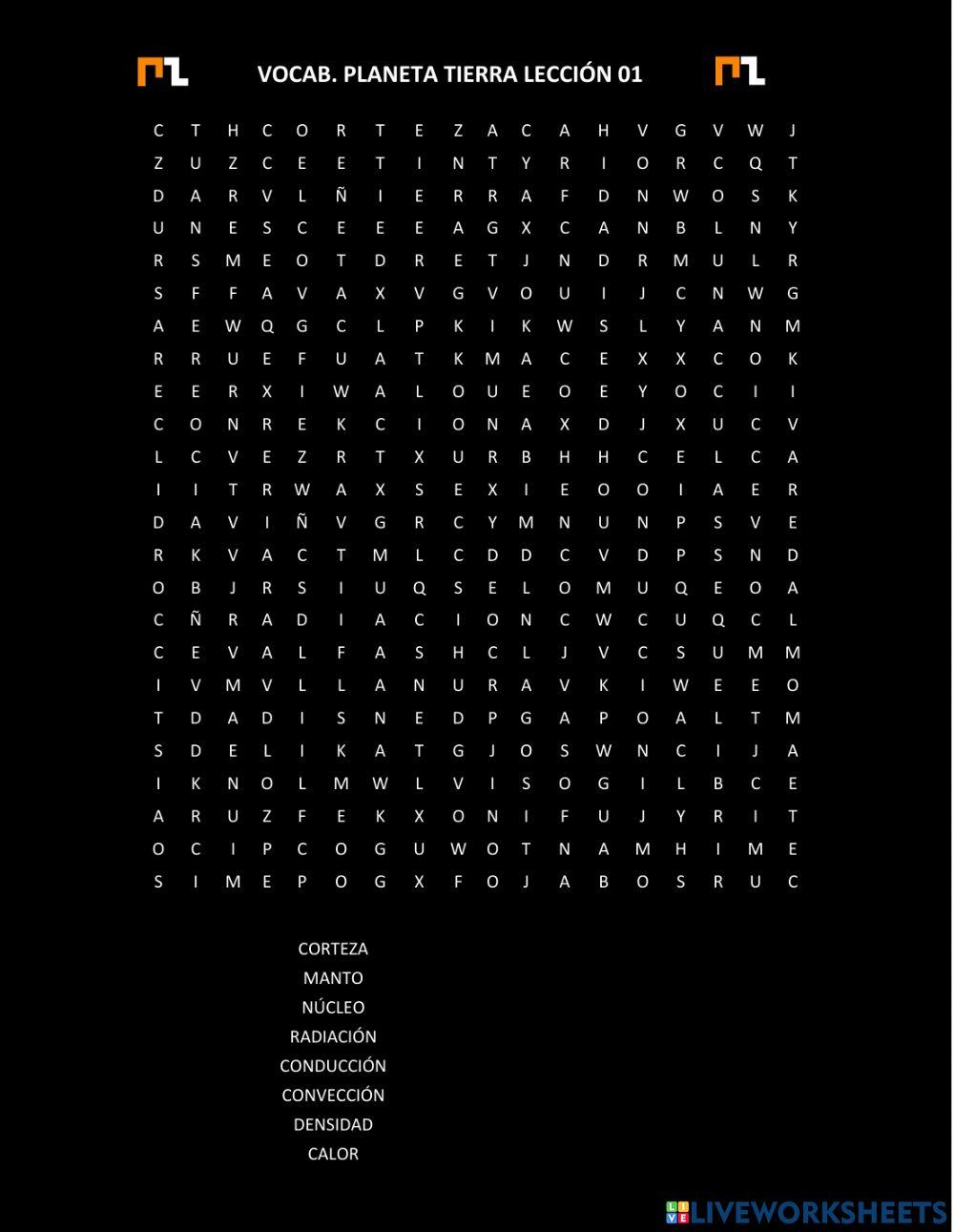 Vocabulario TCI-U1 Planeta Tierra