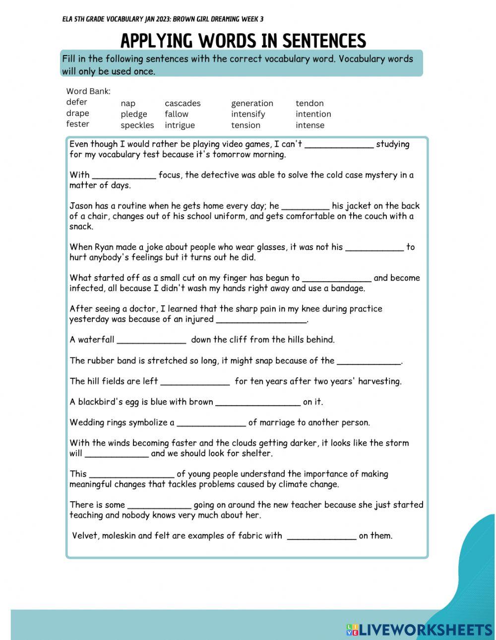 SENTENCE FILL IN Jan 2023 BGD week 3