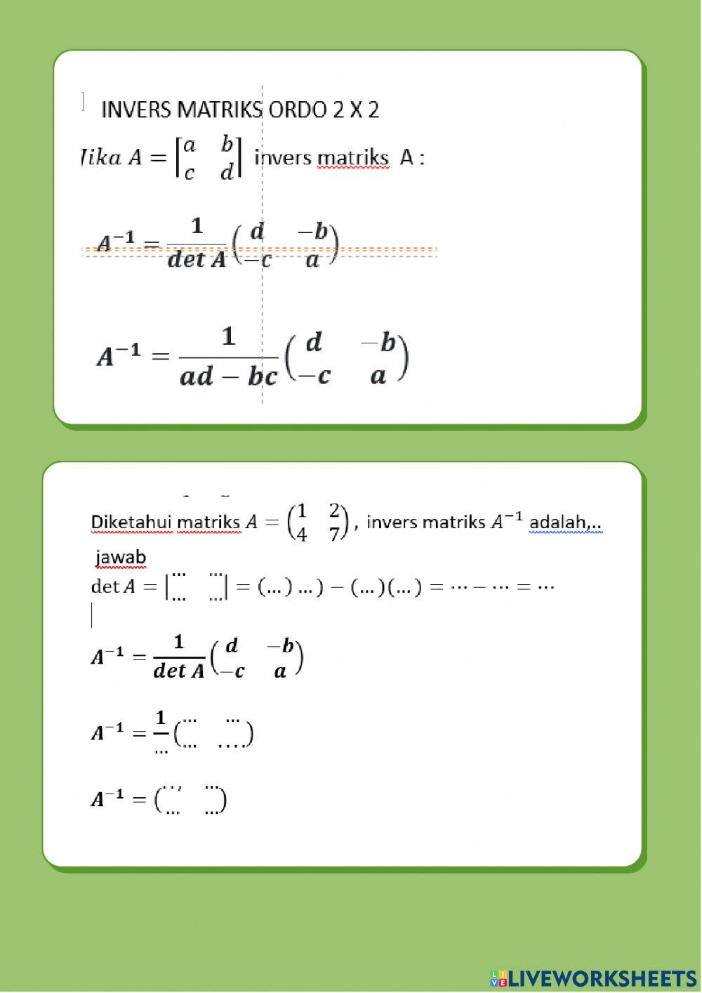 Determinan dan invers matriks