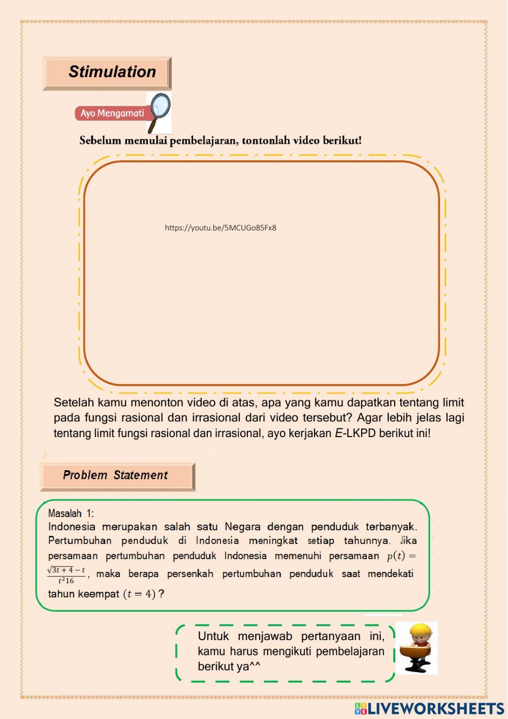 Limit fungsi aljabar tak tentu