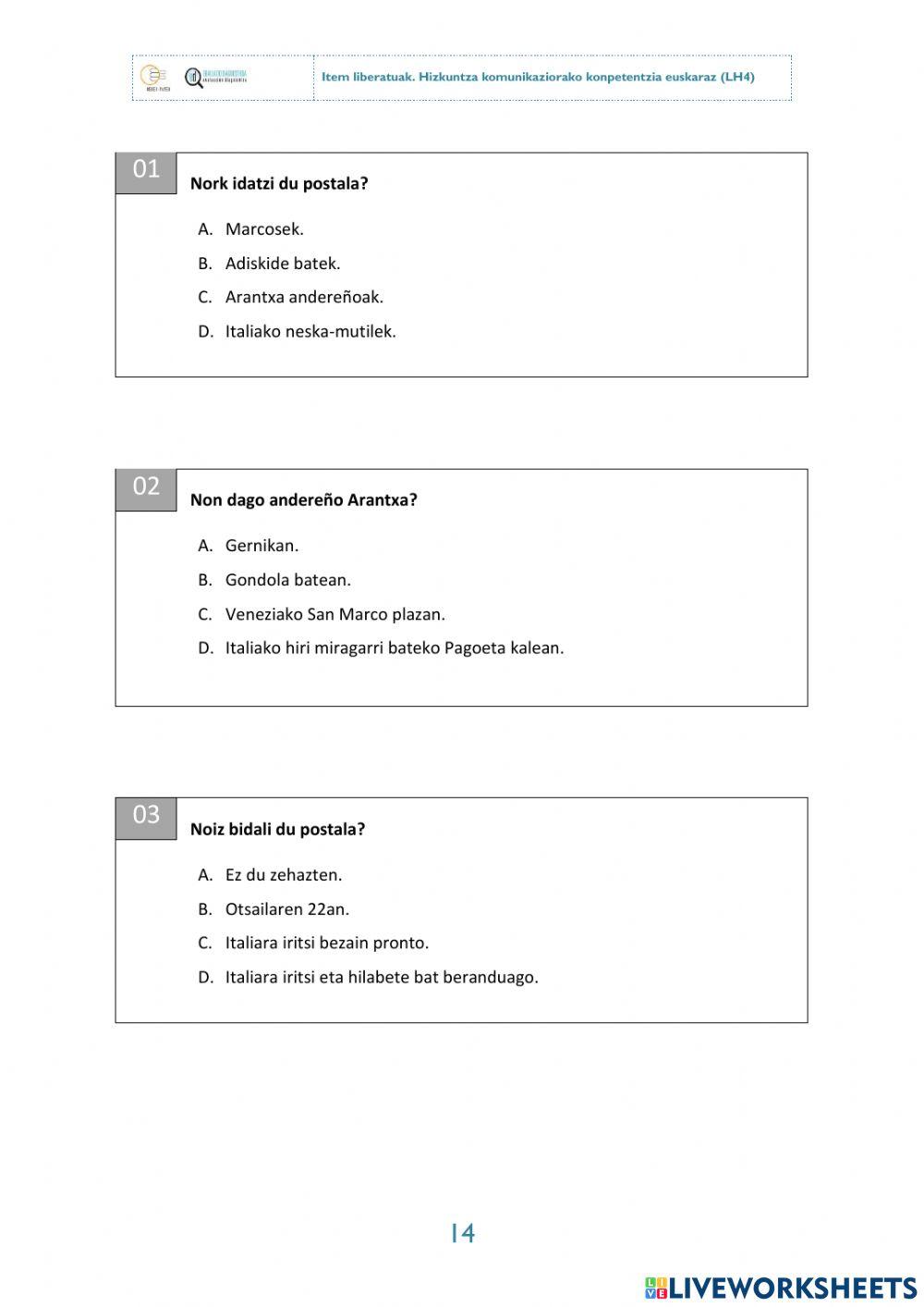 Postala - Irakurmena