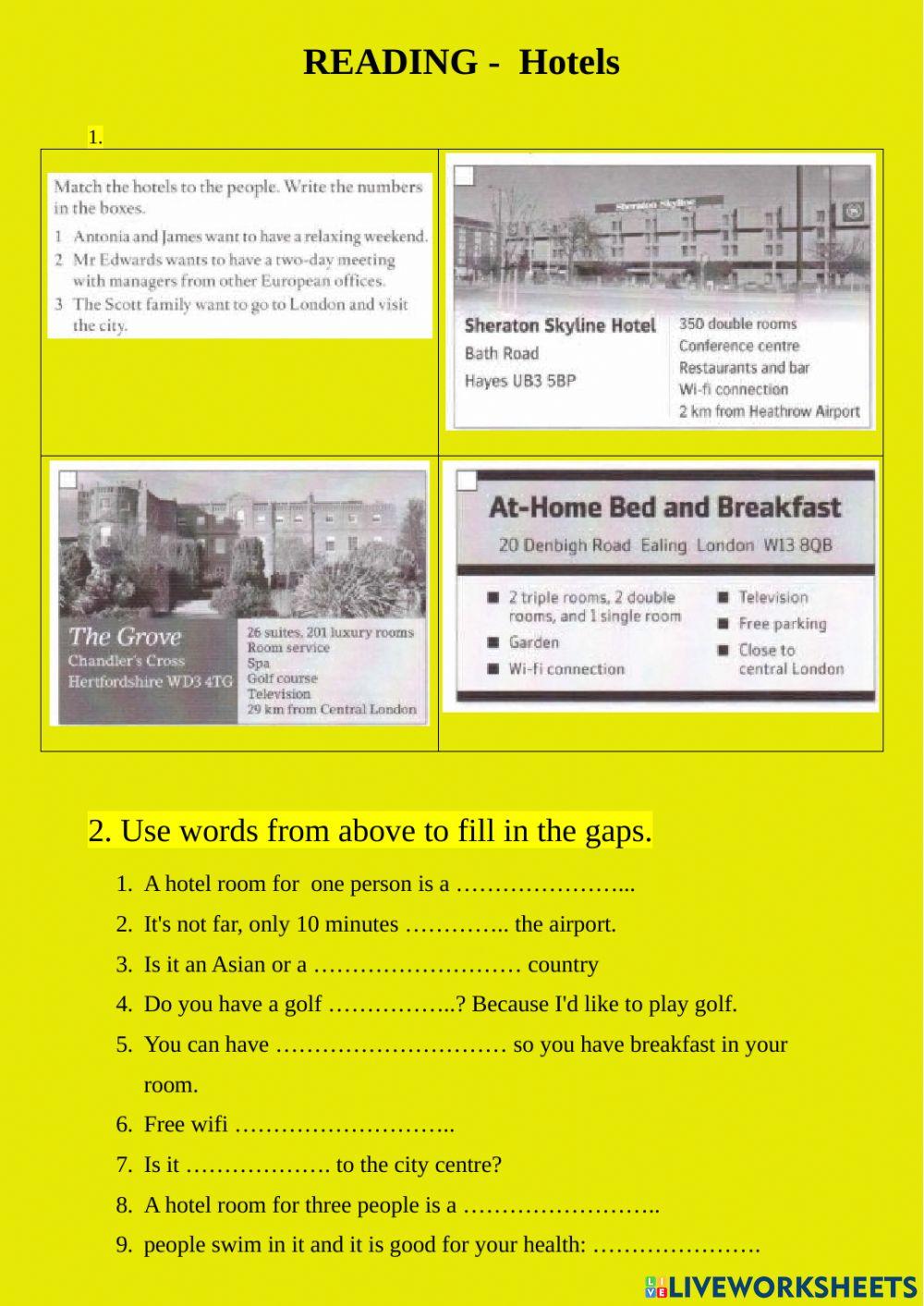 Reading about hotel services