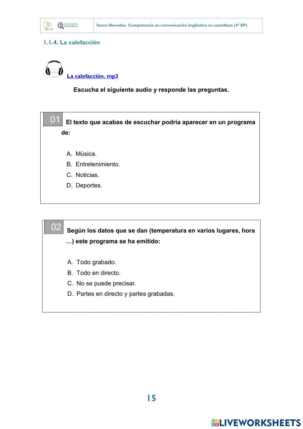La calefacción - Comprensión oral