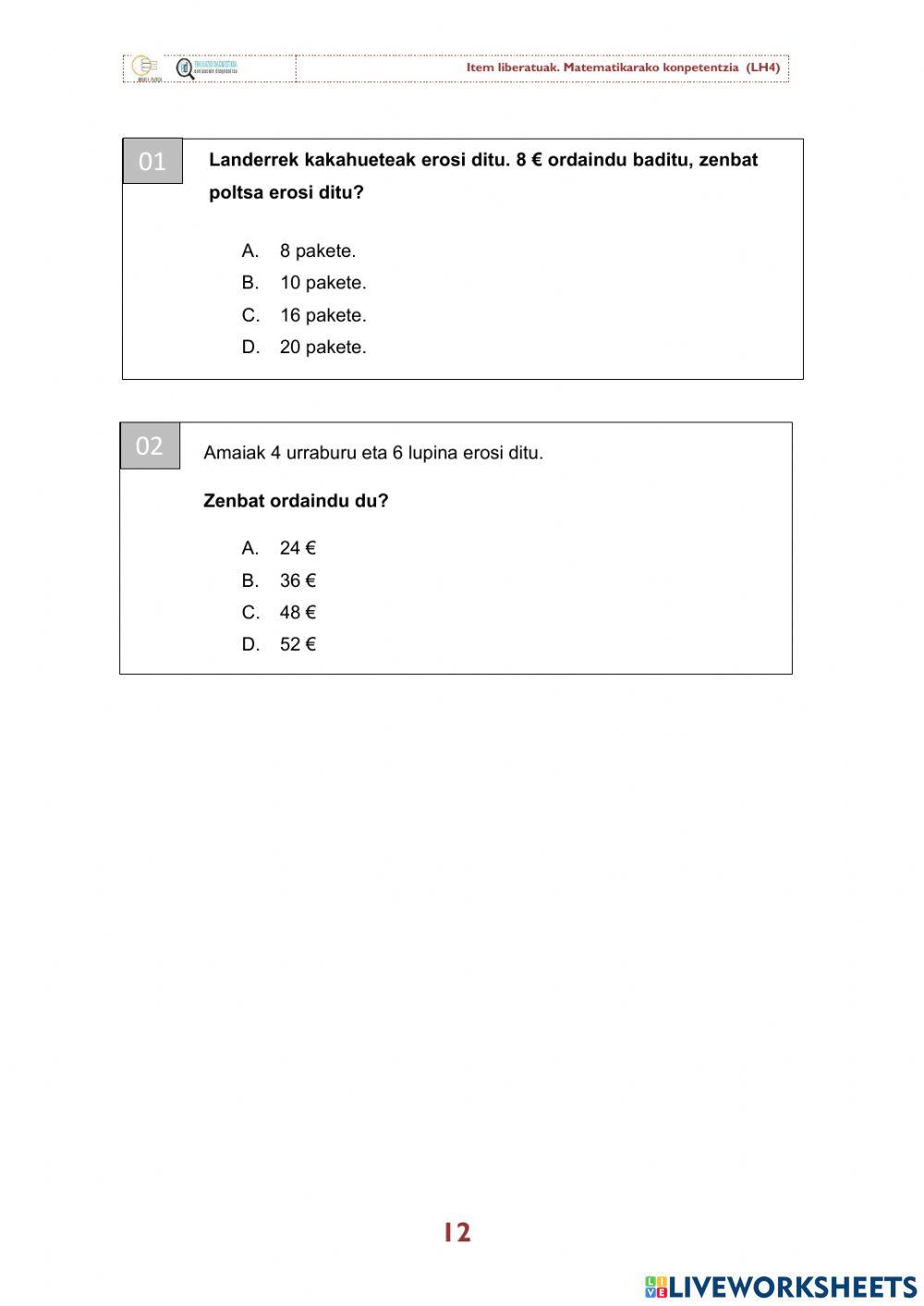 Atletismo-Supermerkatua matematika