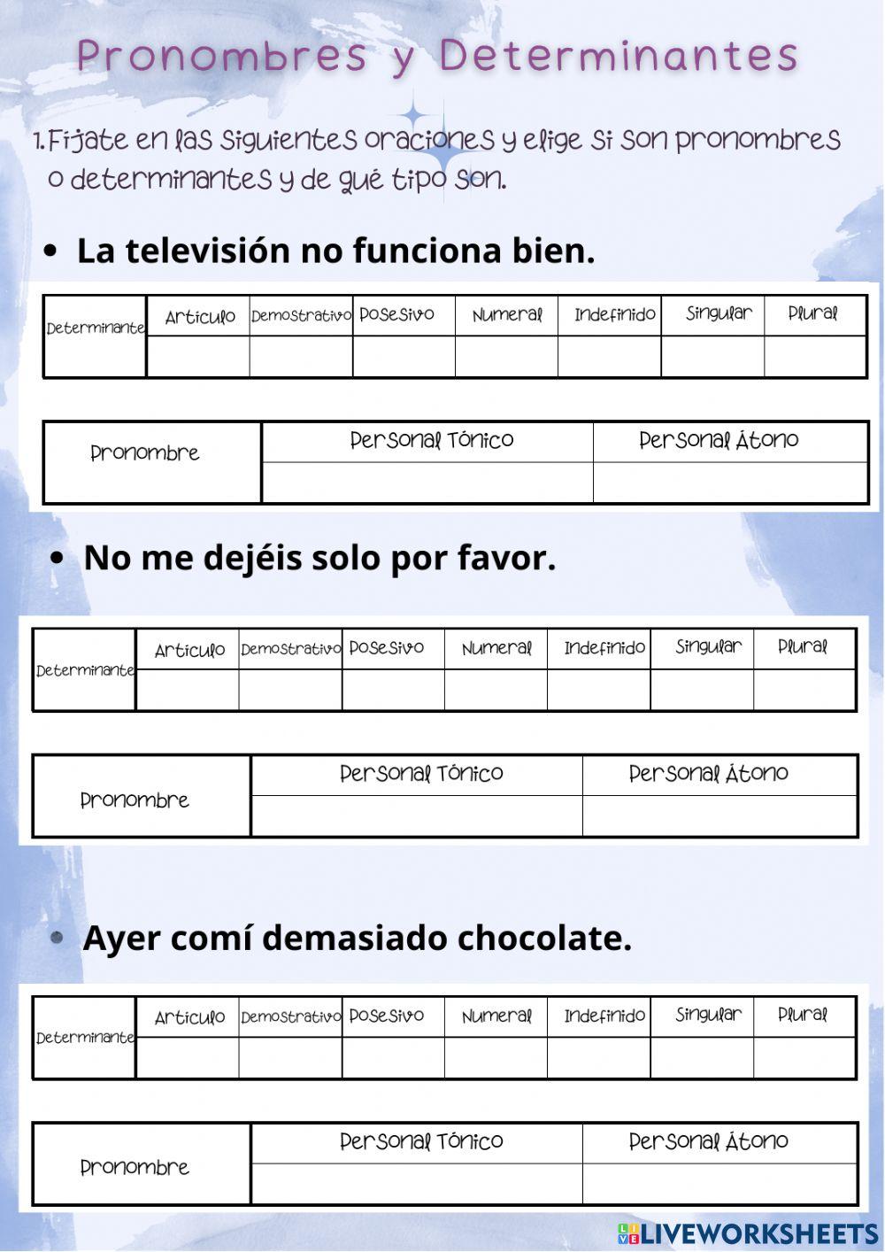 Determinantes y pronombres