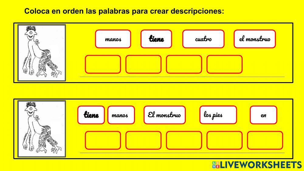 Ordena palabras para describir un monstruo