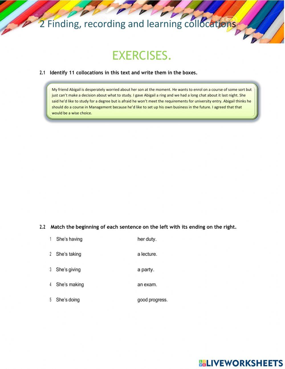 Collocatins lesson 2 intermediate
