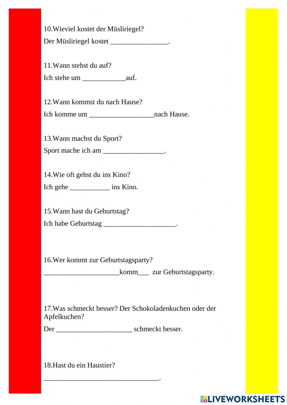 Beantworte diese Fragen