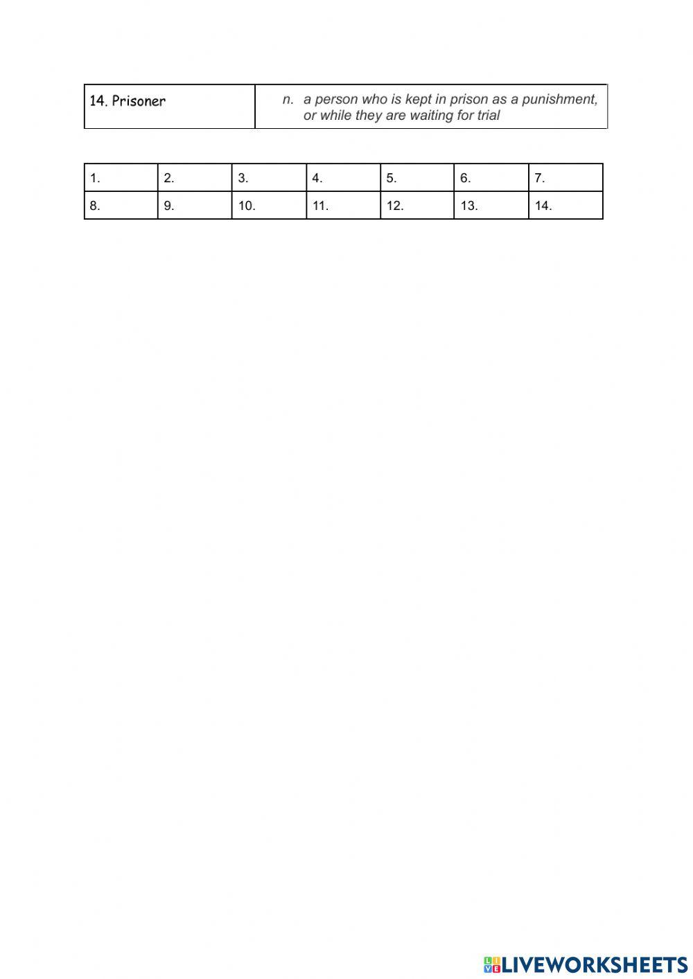 Crime about vocabulary